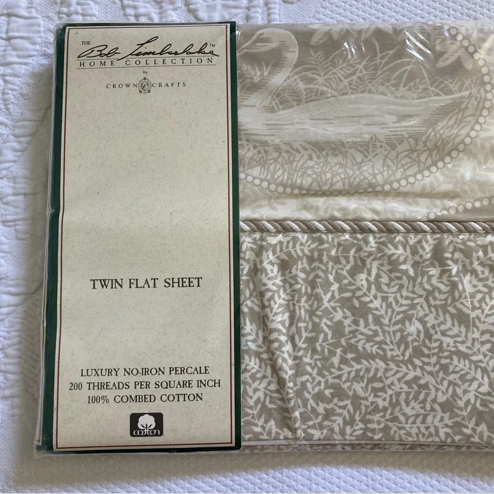 New Vintage Bob Timberlake swan twin flat sheet luxury no iron percale cotton